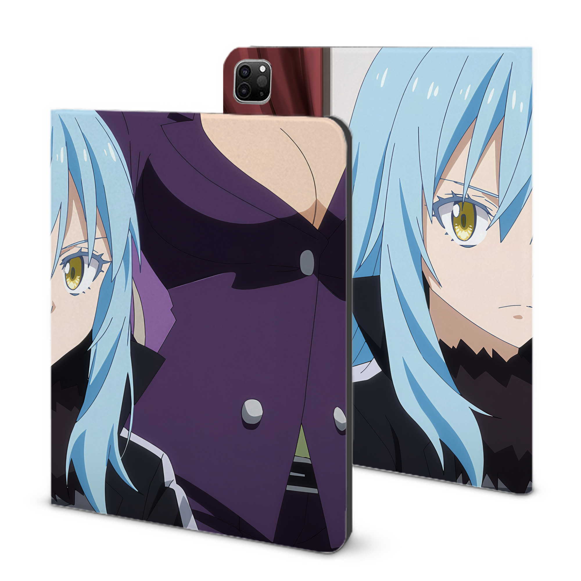 （画像用） 転スラ Regarding Reincarnated to Slime IPad ケース ブック型 PUレザー TPU 耐衝撃 軽量 薄型 ペン収納なし 全面保護 IPad 各モデル対応
